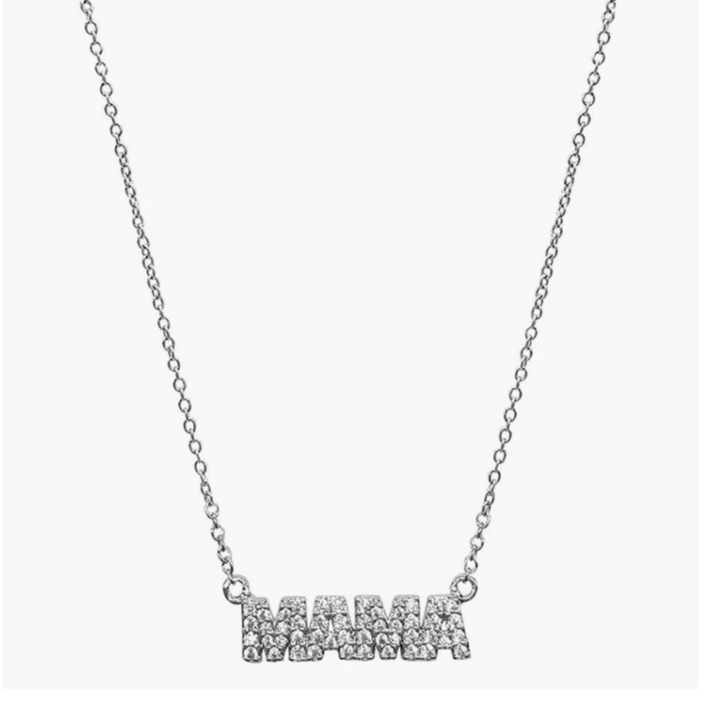 NWT Adornia MAMA rhodium plated and Swarovski crystal necklace